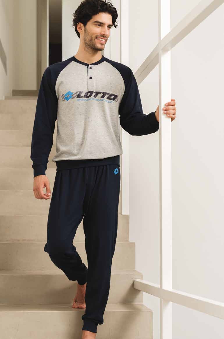 Pigiama da uomo Lotto lp4030 grigio in cotone estivo