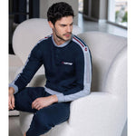 Pigiama uomo caldo cotone sportivo lotto 4065 blu