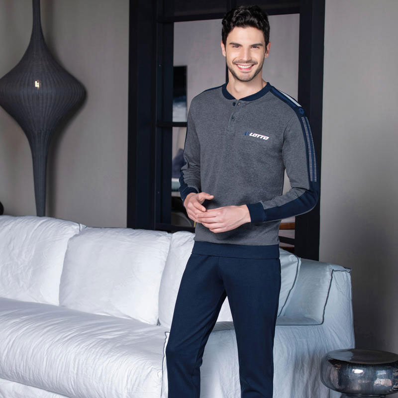 Pigiama uomo caldo cotone sportivo lotto 4065 grigio