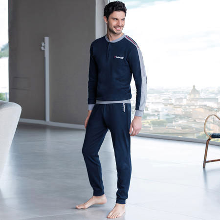 Pigiama uomo caldo cotone sportivo lotto 4065 blu