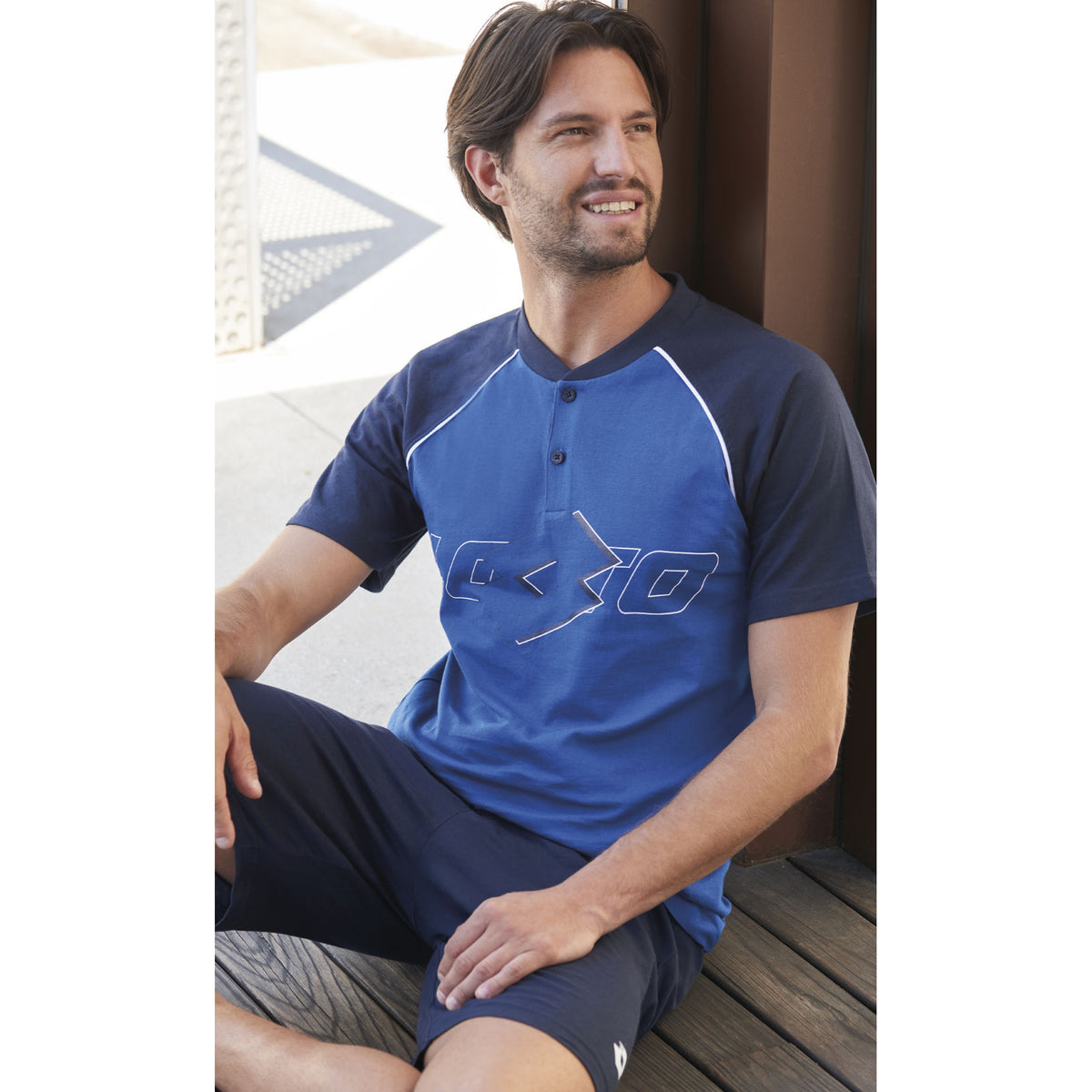 Pigiama uomo lotto LP5071 corto cotone bluette