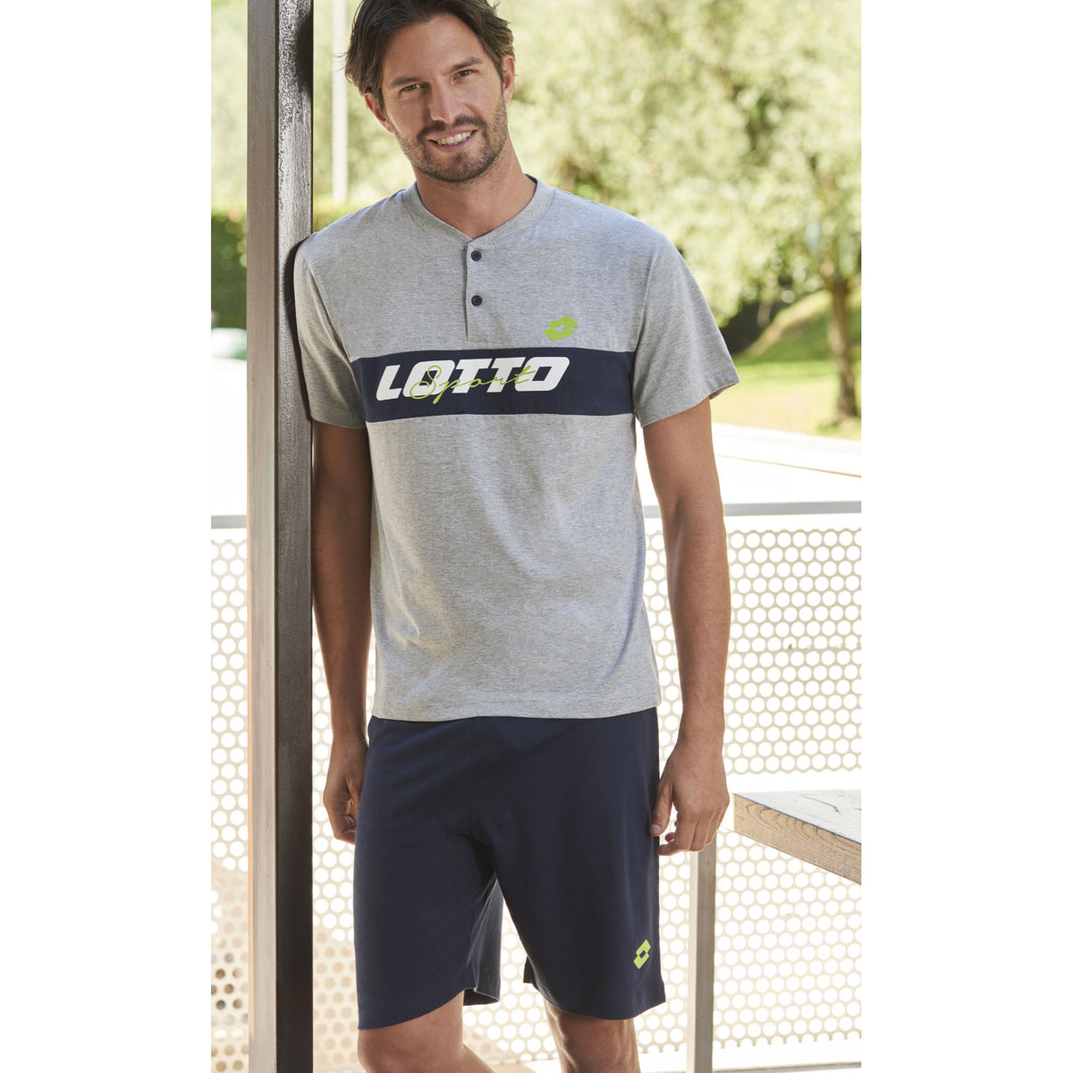 Pigiama uomo lotto LP5075 corto cotone grigio melange