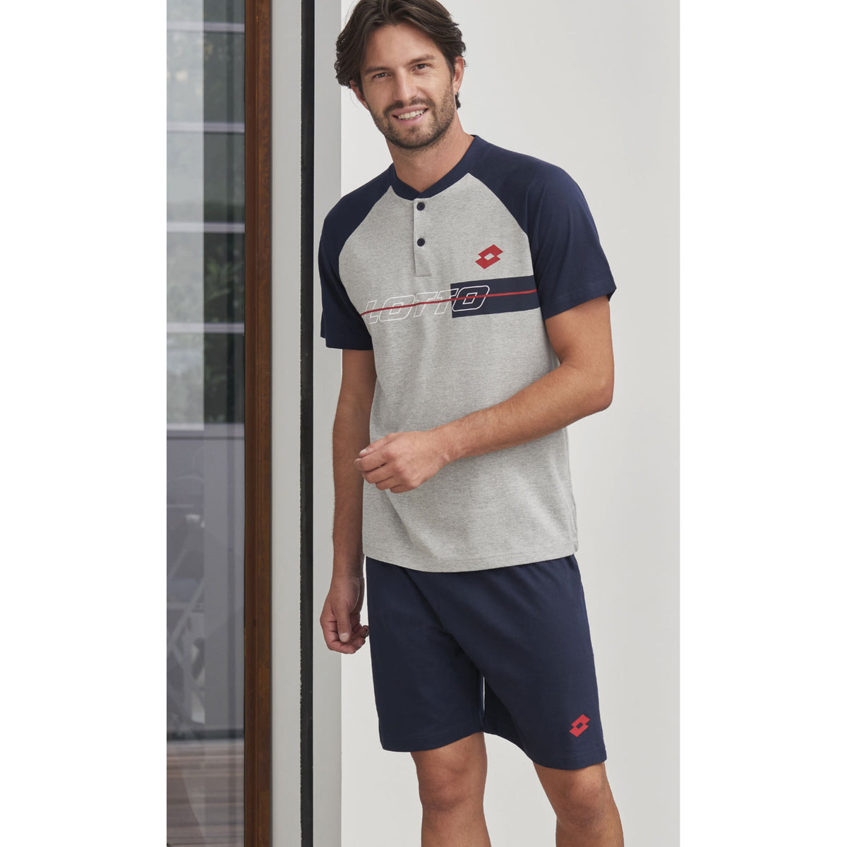 Pigiama uomo Lotto LP5076 cotone grigio melange