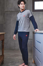 Pigiama uomo invernale stile tuta Lotto lp6024 grigio caldo cotone