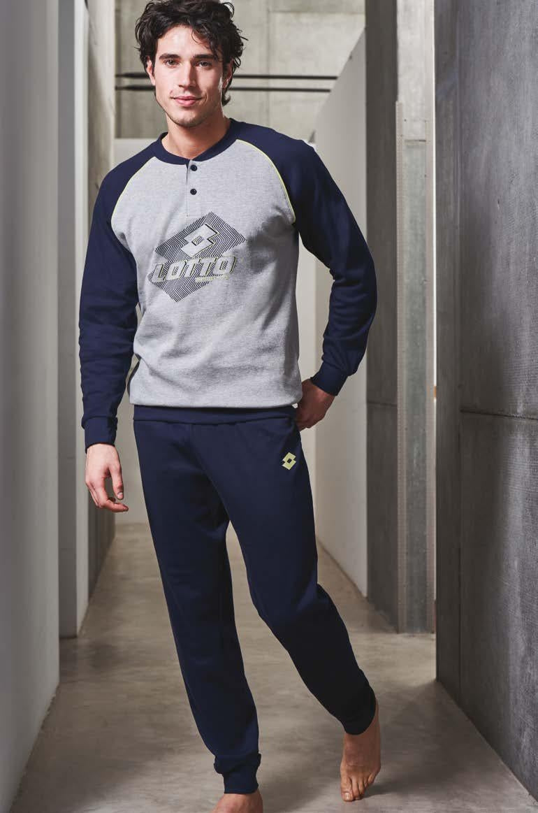 Pigiama uomo tuta Lotto lp6026 invernale in caldo cotone grigio