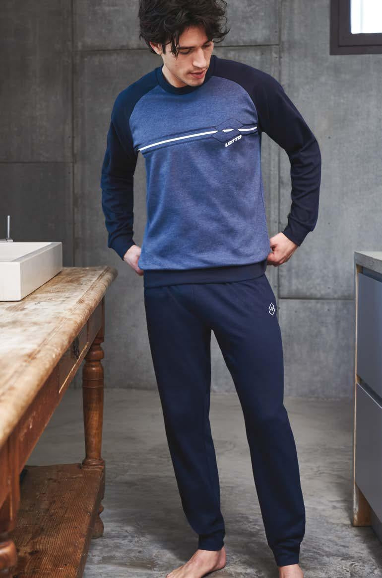 Pigiama uomo tuta invernale Lotto lp6027 in caldo cotone blu