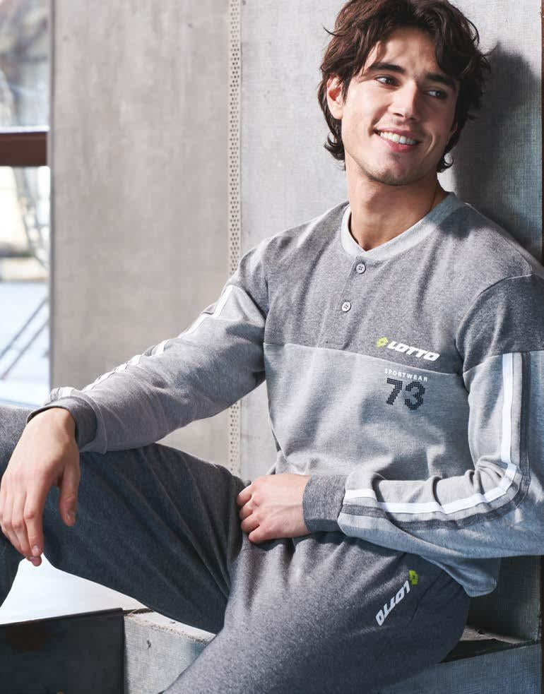Pigiama uomo tuta invernale Lotto lp6028 in caldo cotone grigio 