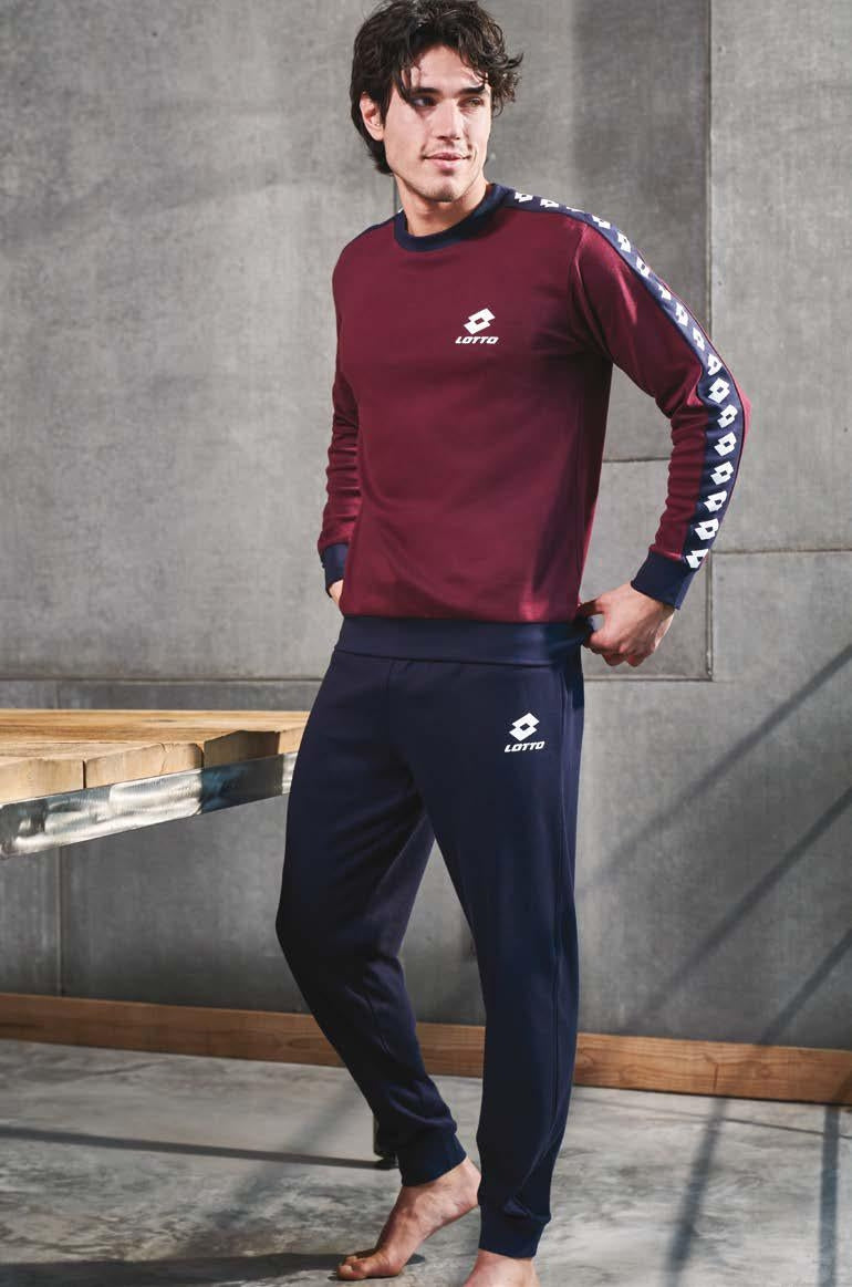 Pigiama uomo tuta invernale Lotto lp6032 bordeaux caldo cotone