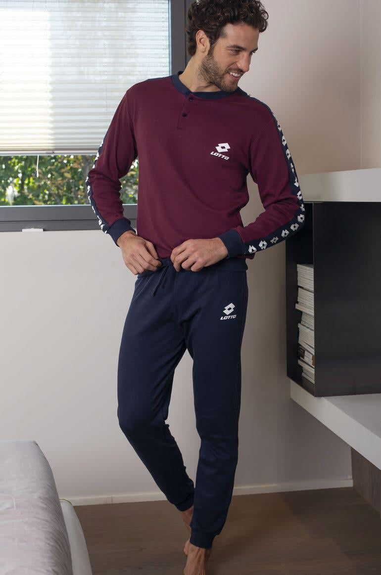 Pigiama uomo Lotto LP6048 caldo cotone bordeaux