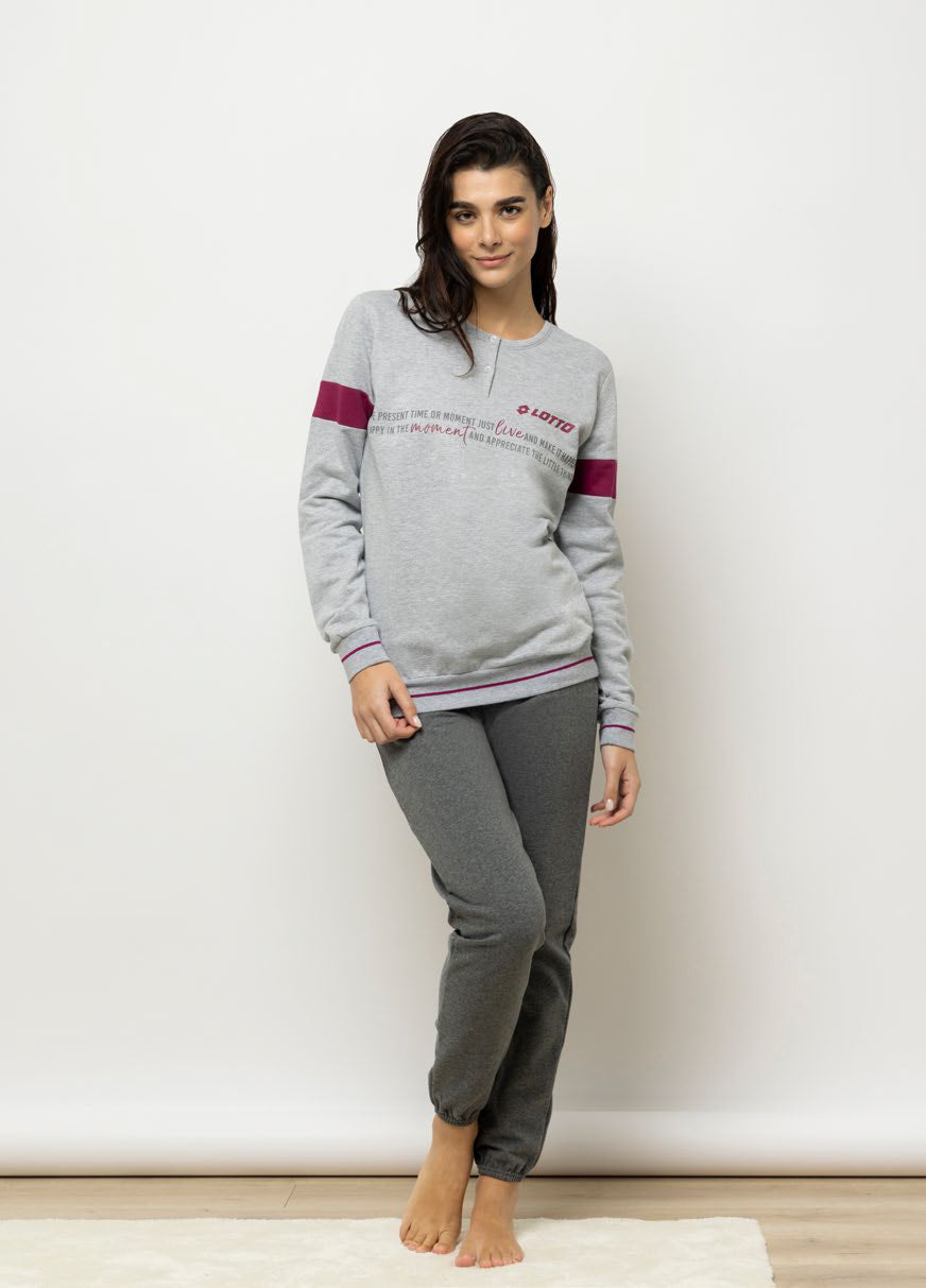 Pigiama donna invernale Lotto sportivo LP6090 felpato