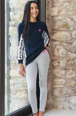 Pigiama stile tuta da donna Lotto lp3014 in cotone elasticizzato blu