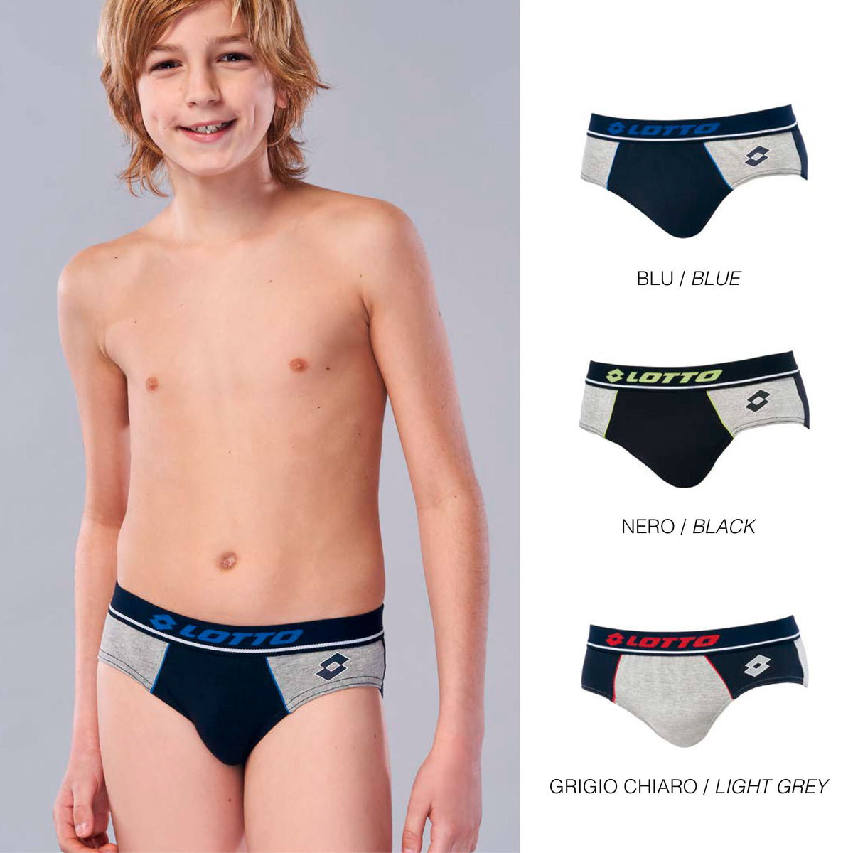 Slip bimbo ragazzo Lotto LS4216 cotone bielastico 3 pz