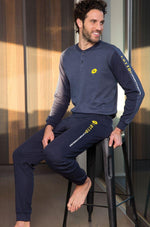 Pigiama uomo Lotto LP6037 caldo cotone blu melange