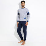 Pigiama uomo cotone leggero Lotto grigio blu sportivo LP1044