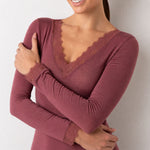 Maglia donna scollo a v in cashmere e pizzo Lovable L0F4D