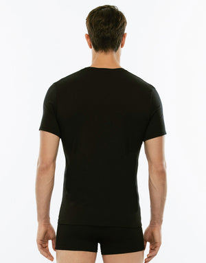 Maglia uomo mezza manica Lovable LVB scollo a V stretch L05XW nero