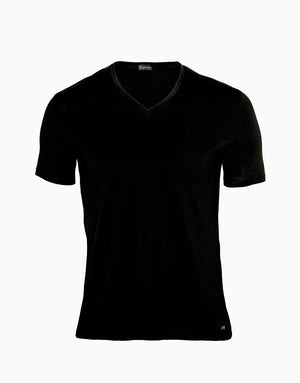 Maglia uomo mezza manica Lovable LVB scollo a V stretch L05XW nero