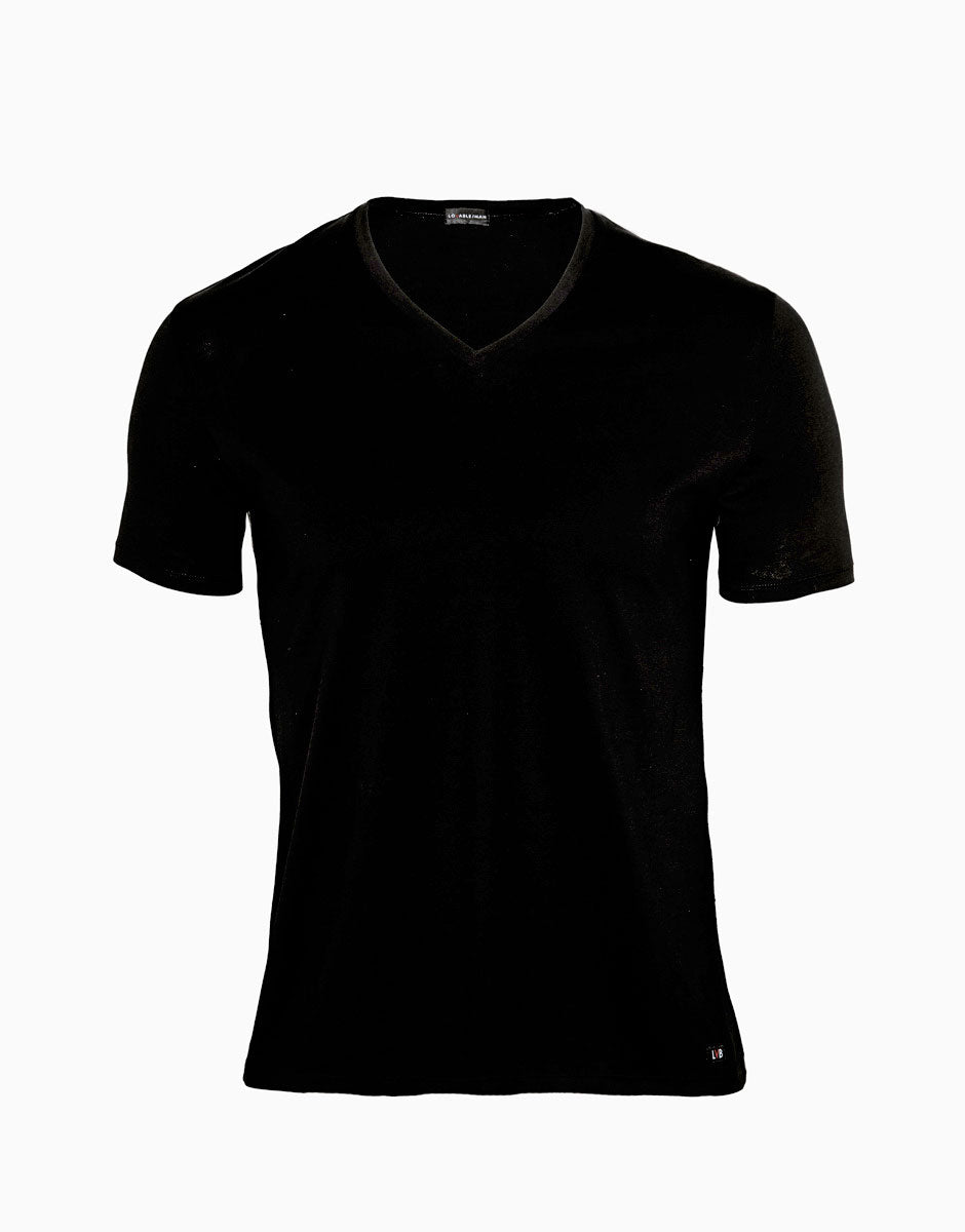 Maglia uomo mezza manica Lovable LVB scollo a V stretch L05XW nero