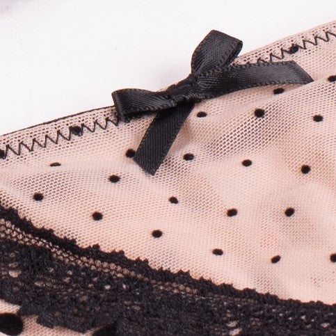 Coordinato push up e brasiliana tulle pois Love and Bra 35395 cipria nero