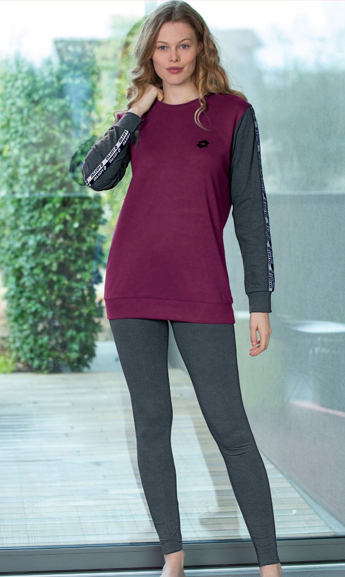 Pigiama donna Lotto LP1022 caldo cotone bordeaux