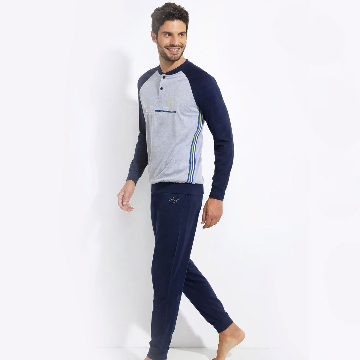 Pigiama uomo Lotto cotone leggero LP1042 grigio blu