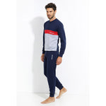 Pigiama uomo lungo con polsini cotone Lotto blu grigio LP1048