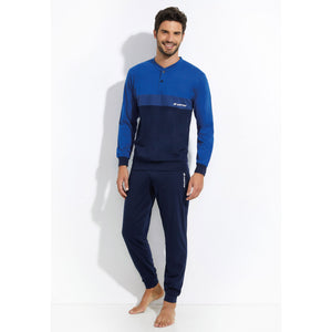Pigiama uomo lungo con polsini cotone Lotto azzurro LP1048