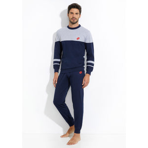 Pigiama uomo cotone primaverile Lotto LP1049 blu grigio