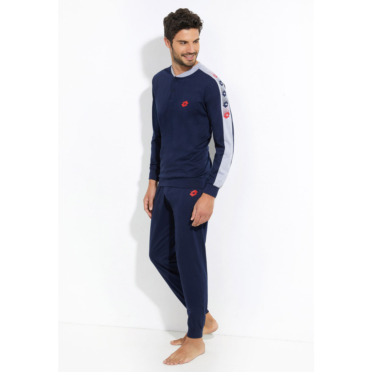 Pigiama uomo Lotto sportivo cotone leggero LP1052 blu