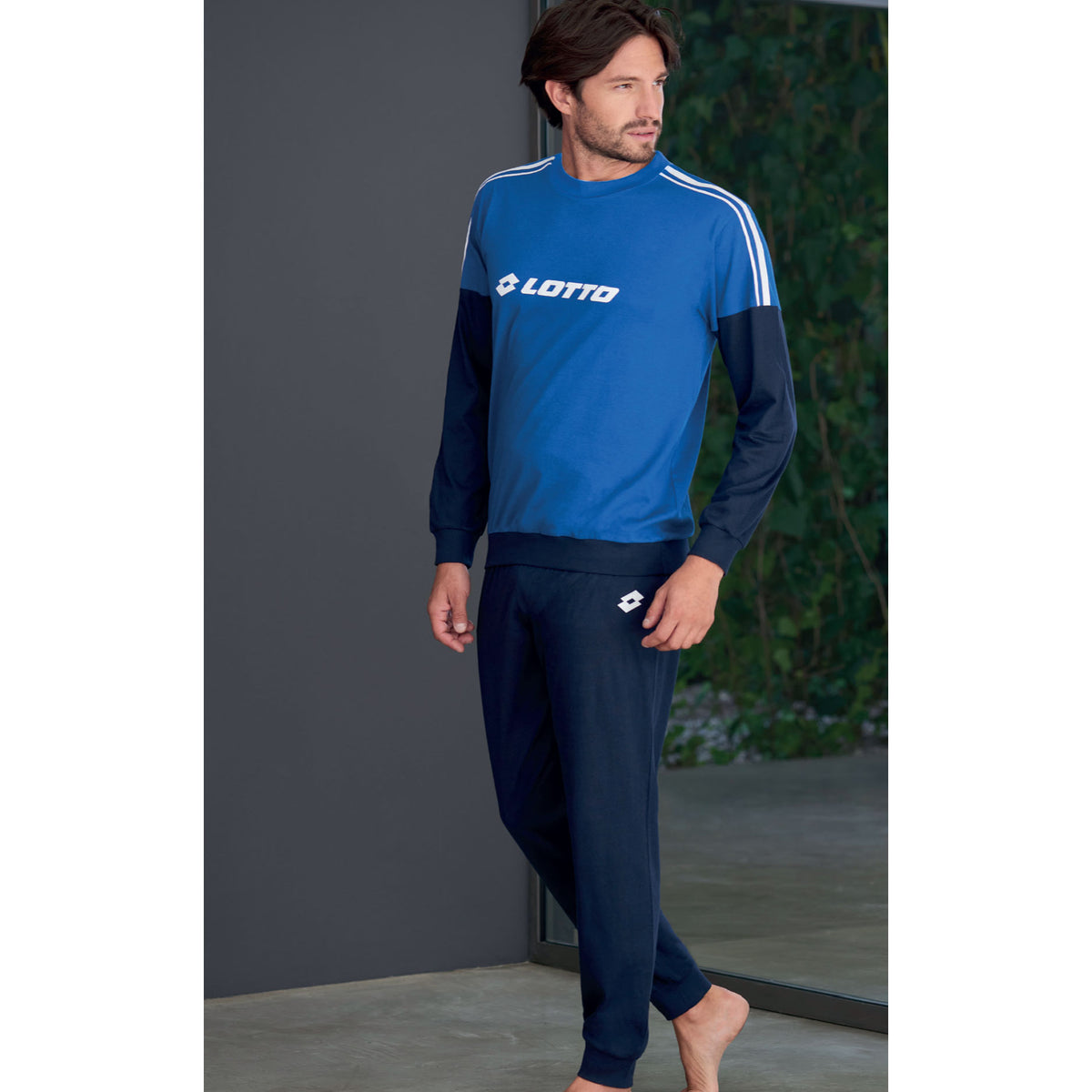Pigiama uomo Lotto LP4057 lungo cotone bluette