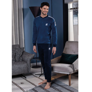 Pigiama uomo Lotto LP4064 in caldo cotone con polsini jeans