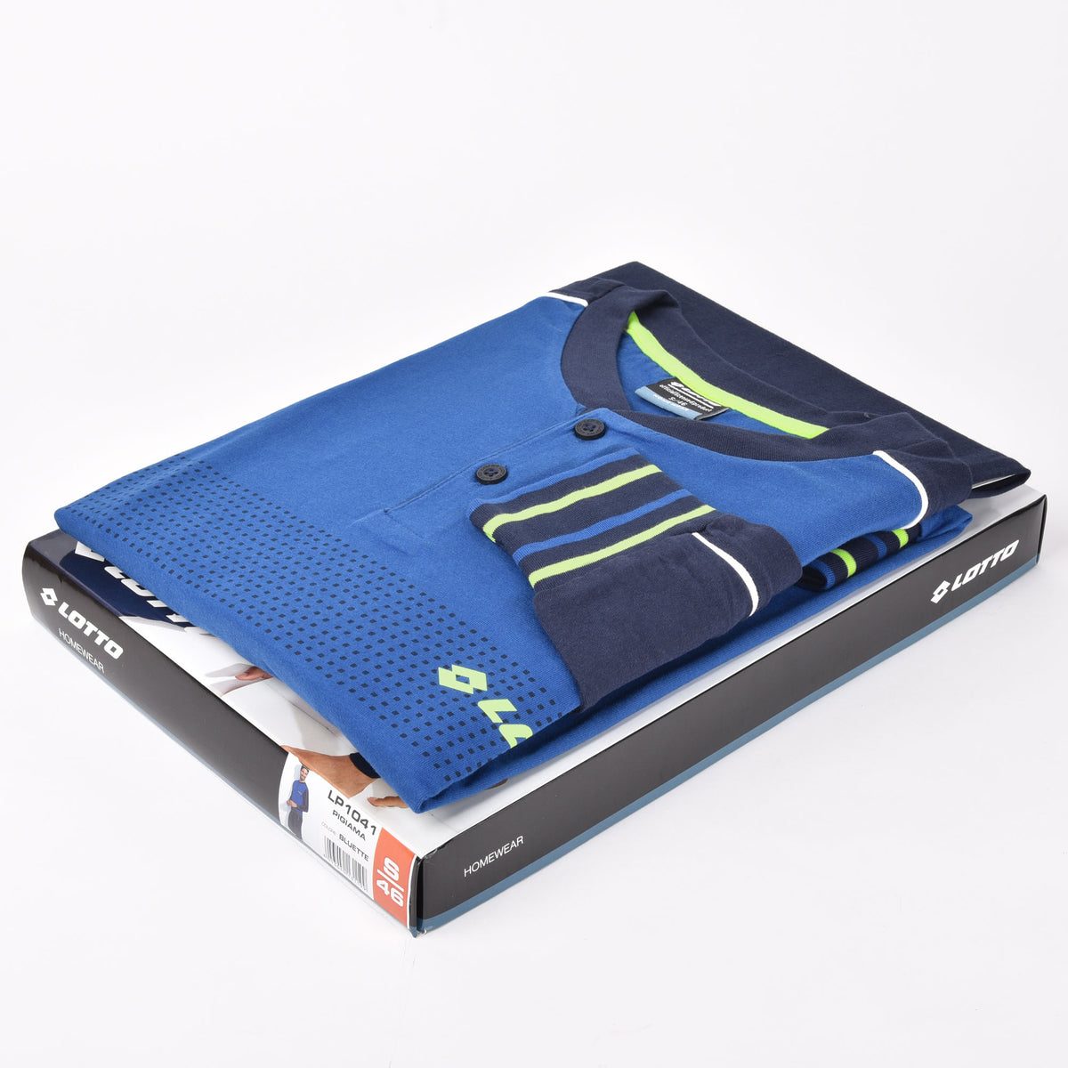 Pigiama uomo Lotto 100% cotone leggero azzurro verde LP1041