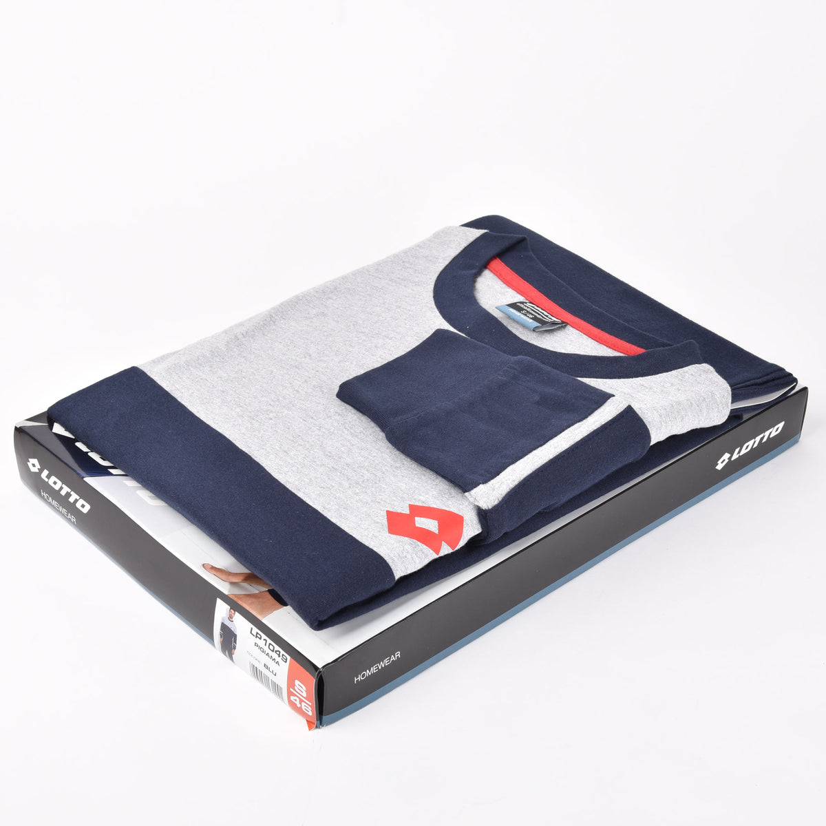 Pigiama uomo cotone primaverile Lotto LP1049 blu grigio