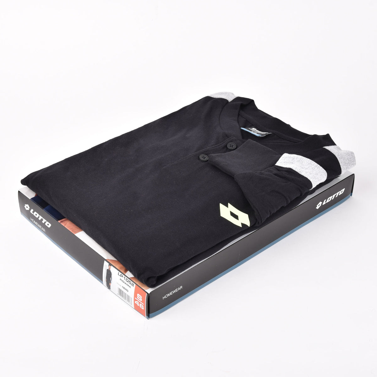 Pigiama uomo a serafino cotone leggero nero Lotto LP1052