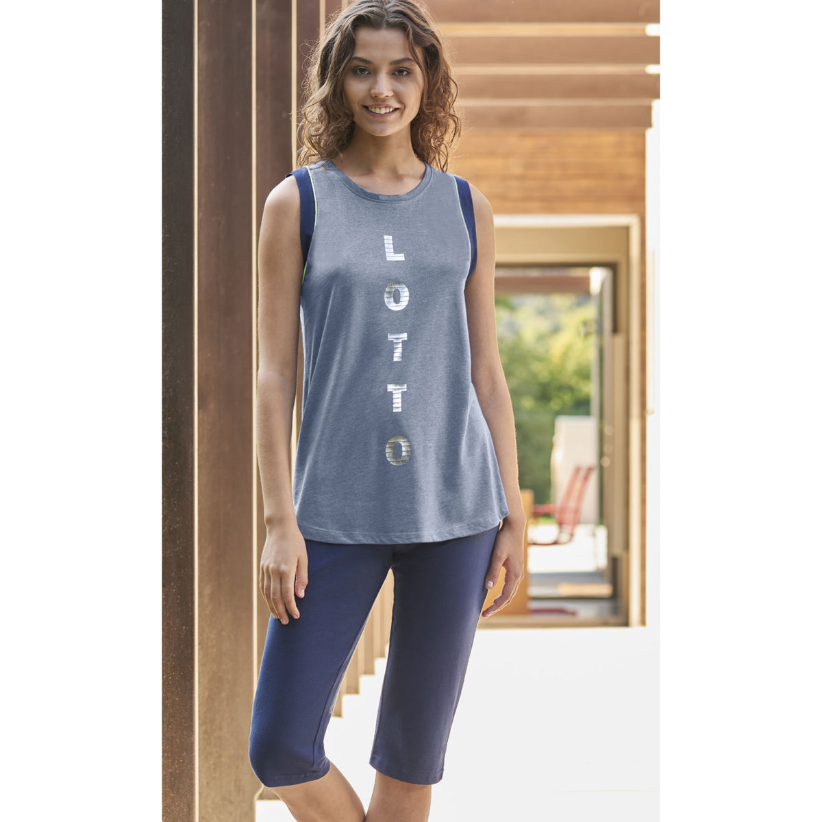Pigiama donna Lotto LP2041 corto cotone denim melange