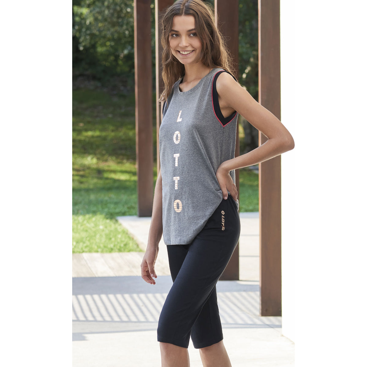 Pigiama donna Lotto LP2041 corto cotone grigio