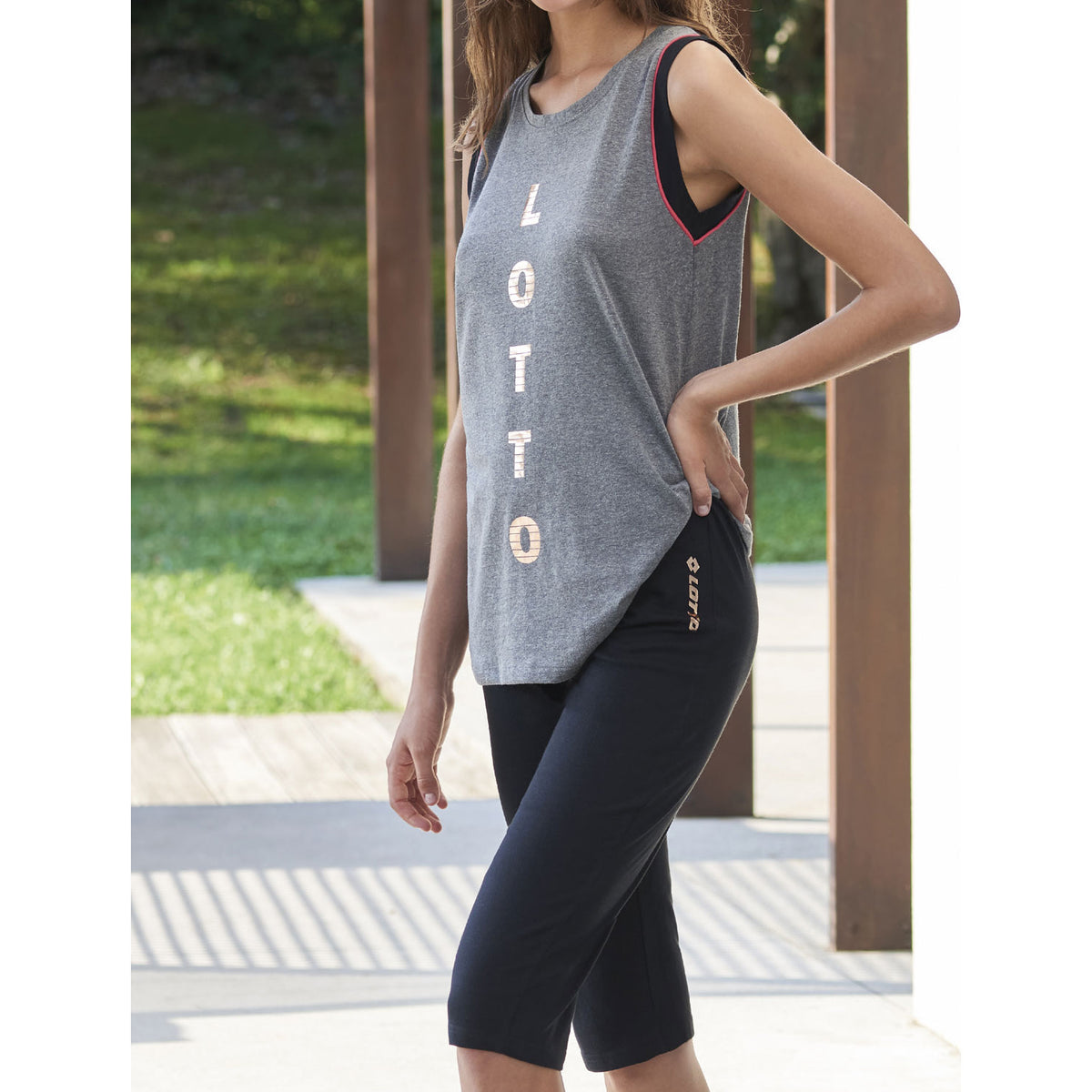 Pigiama ragazza Lotto LP8510 corto cotone grigio