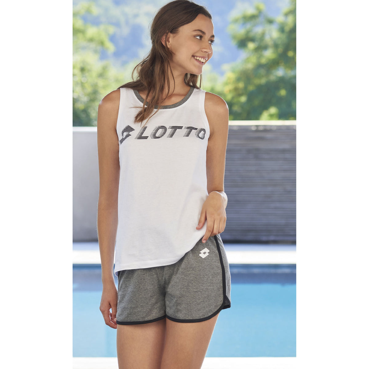 Pigiama donna Lotto LP2052 spalla larga cotone bianco
