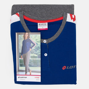 Pigiama donna Lotto LP3026 lungo cotone bluette