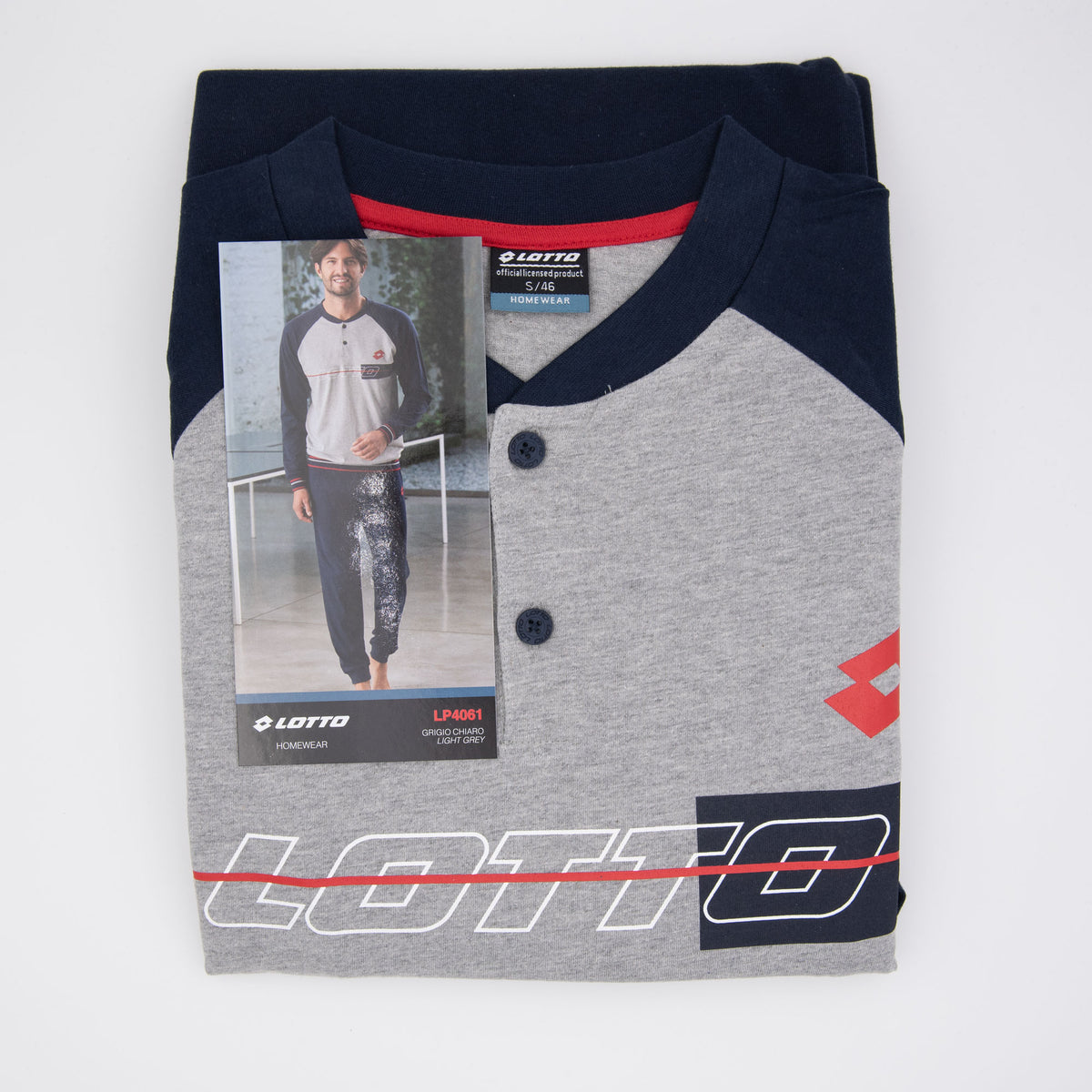 Pigiama uomo Lotto LP4061 lungo cotone grigio melange