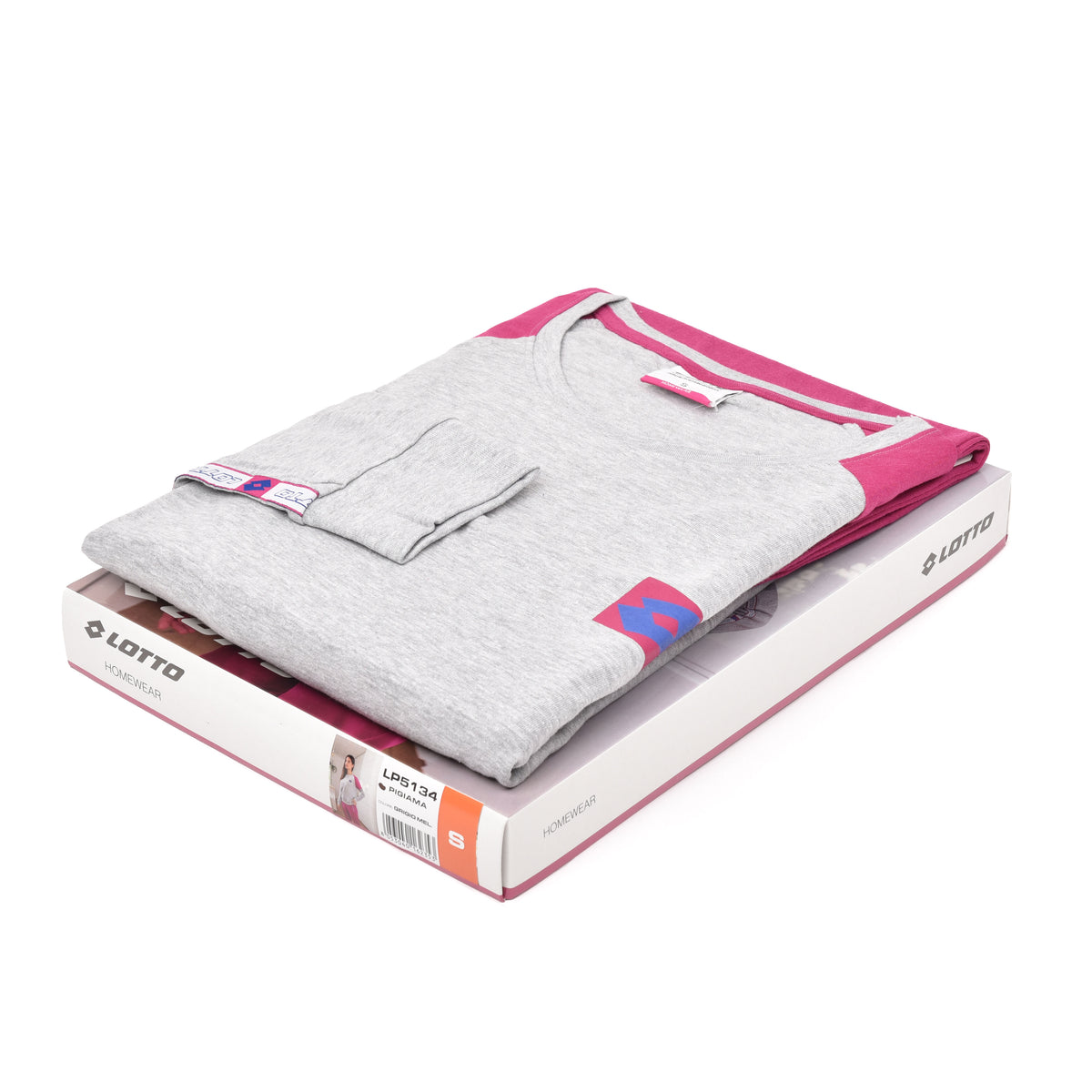 Pigiama donna Lotto LP5134 sportivo cotone grigio melange fuxia