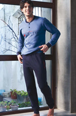 Pigiama uomo Lotto lp6034 invernale cotone felpato bluette