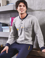 Pigiama uomo Lotto lp6034 in cotone felpato grigio