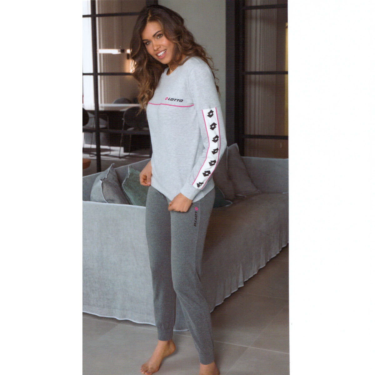 Pigiama donna Lotto LP6056 caldo cotone grigio melange