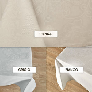 Tovaglia Vingi Ludovica cotone tinta unita ricamata panna
