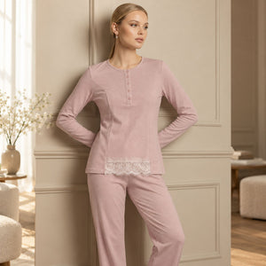 Pigiama donna in caldo cotone scollo serafino Lunatica 62112