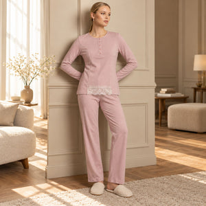 Pigiama donna in caldo cotone scollo serafino Lunatica 62112