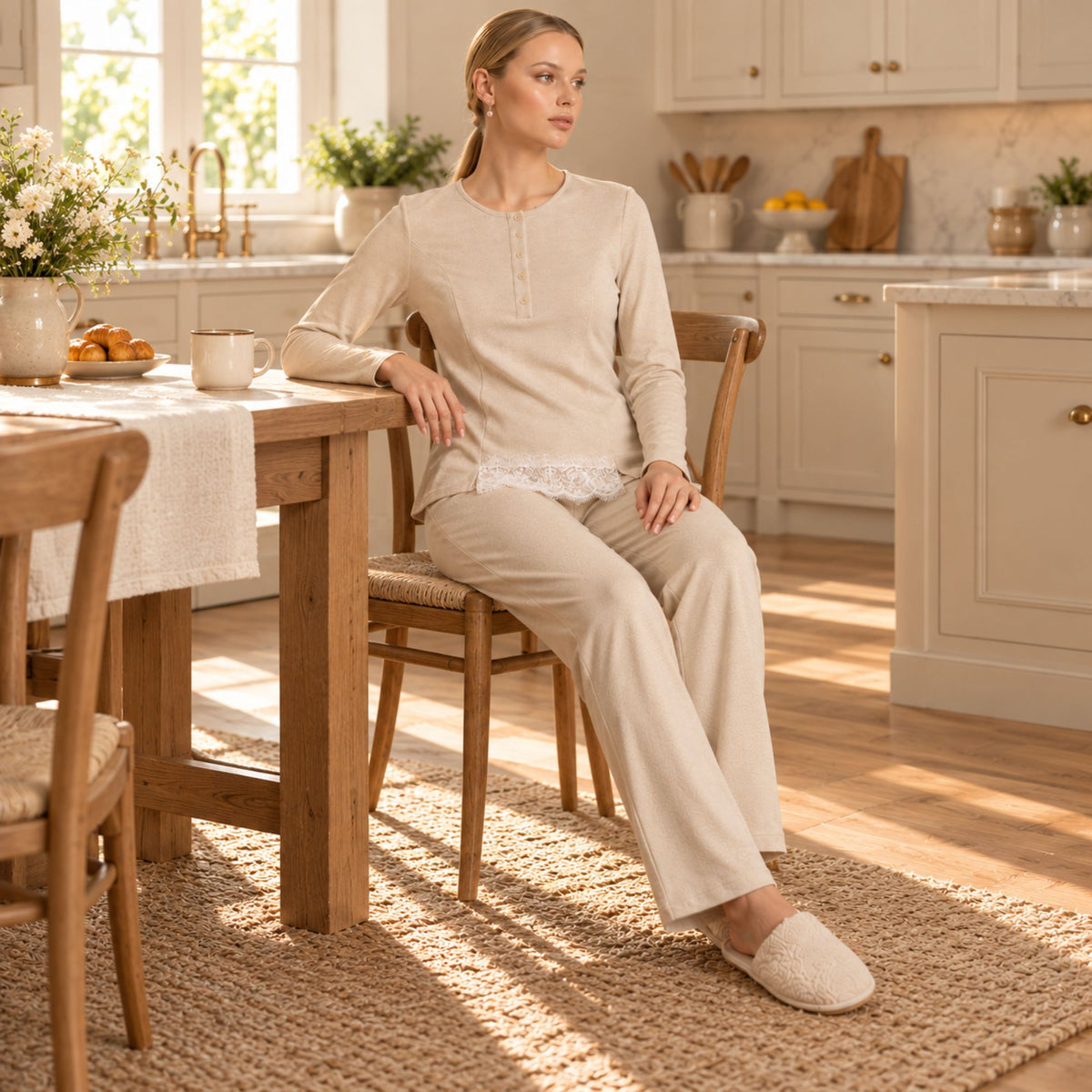 Pigiama donna in caldo cotone scollo serafino Lunatica 62112
