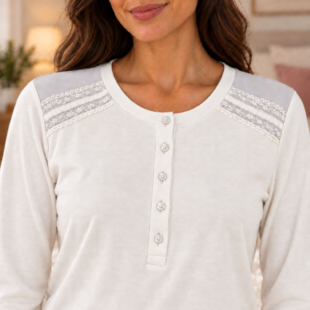Pigiama donna scollo a serafino caldo cotone Lunatica 62126