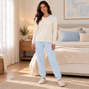 Pigiama donna scollo a serafino caldo cotone Lunatica 62126